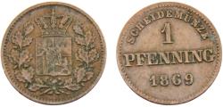 World Coins - Germany State Kingdom of Bavaria Maximilian II 1869 1 Pfenning