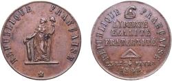 World Coins - France Second Empire 1848 Medal - 23 Et 24 Février 1848 , République Française Copper 3.91g AU
