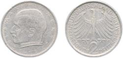 World Coins - Germany Federal Republic of Germany 1966 G 2 Deutsche Mark (Max Planck) Copper-nickel Staatliche Münze Baden-Württemberg Mint (3895000) 7g XF KM 116 J 392 Schön 115