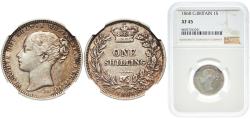 World Coins - Great Britain United Kingdom Kingdom 1868 1 Shilling - Victoria (1st portrait; 'Young Head') Silver (.925) Royal Mint (Tower Hill) (3330300) 5.66g NGC XF 45  KM 734 Sp 3902-7