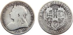 World Coins - Great Britain United Kingdom Victoria 1900 1 Shilling 3rd portrait, "Old Head"
