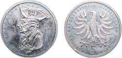 World Coins - Germany Federal Republic of Germany 1986 F 5 Deutsche Mark (Friedrich der Große) Copper-nickel clad nickel Stuttgart Mint (8000000) 10g UNC KM 165 J 440 Schön 164