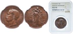 World Coins - Italy Kingdom 1911 R 10 Centesimi - Victor Emmanuel III (Kingdom Anniversary) Copper Rome Mint (2000000) 10g NGC MS 62 KM 51