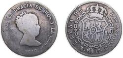 World Coins - Spain Kingdom 1848 M CL 4 Reales - Isabel II (CONST) Silver (.812) Madrid Mint 5g VF KM 519.2