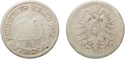 World Coins - Germany German states 1875 A 10 Pfennig - Wilhelm I (type 1 - large shield) Copper-nickel (Cu 750, Ni 250) Berlin Mint (15522645) 3.72g F  KM 4 AKS 11 J 4 Schön 4 Neum 32, 5