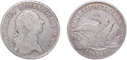 World Coins - Kingdom of Prussia German states 1768 .B. 1 Reichsthaler - Frederick II Silver (.750) Wrocław 21.84g VF KM 306 Olding FR 69d Kluge FrII 121.1 Dav GT II 2586