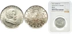 World Coins - Austria First Republic 1931 2 Schilling (Wolfgang Amadeus Mozart) Silver (.640) Vienna Mint (500000) 12g NGC MS 61  KM 2847 Schön 50