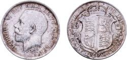 World Coins - Great Britain United Kingdom Kingdom 1918 ½ Crown - George V (1st type) Silver (.925) Royal Mint (Tower Hill) (29079500) 14.17g AU  KM 818.1 Sp 4011
