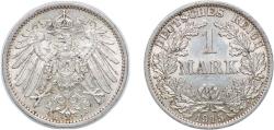 World Coins - Germany Germany - 1871-1948 1915 A 1 Mark - Wilhelm II (type 2 - small shield) Silver (.900) (13817009) 5.556g AU KM 14 AKS 2 J 17 Schön 18