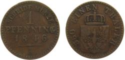 World Coins - Germany States Kingdom of Prussia Friedrich Wilhelm IV 1846 A 1 Pfenning 1.5g