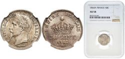 World Coins - France empire 1864 A 50 Centimes - Napoleon III Silver (.835) Paris Mint (7597756) 2.5g NGC AU 58 Franc 2014 188/2 KM 814.1
