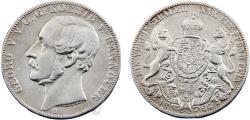 World Coins - Germany States Kingdom of Hannover Georg V 1866 B 1 Vereinsthaler
