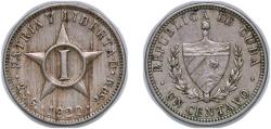 World Coins - Cuba First Republic 1920 1 Centavo Copper-nickel (Copper 75%, Nickel 25%) Kremnica / Körmöcbánya / Kremnitz Mint (19378000) 2.5g XF KM 9 JMA 1, 2, 3, 4, 6, 9 Y 3 Schön 3