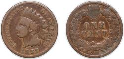 Us Coins - United States Federal republic 1887 1 Cent "Indian Head Cent" Bronze (.950 copper, .050 tin and zinc) (45223523) 3.11g VF KM 90a Schön 117a