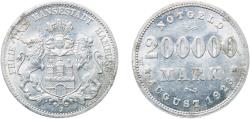 World Coins - Germany Hamburg, Federal state of Weimar Republic 1923 J 200 000 Mark - Hamburg Aluminium Hamburg Mint (2500000) 1.01g AU  Funck 636.1 Men18 13079.17