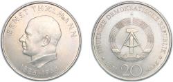 World Coins - Germany German Democratic Republic 1971 A 20 Mark (85th Birthday of Ernst Thälmann) Copper-nickel (10003431) 15g BU  KM 34 Schön 33 J 1535 AKS 24