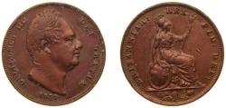World Coins - Great Britain United Kingdom 1837 1 Farthing - William IV Copper Royal Mint (Tower Hill) (3010500) 4.78g AU KM 705 Sp 3848