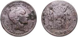 World Coins - Spain Kingdom 1879 OM 10 Centimos - Alfonso XII Bronze (95% copper, 4% tin, 1% zinc) Barcelona Mint (56313000) 9.86g VF KM 675 Cal 66