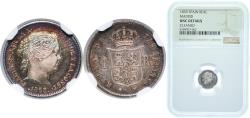 World Coins - Spain Kingdom 1859 1 Real - Isabel II Silver (.900) Madrid Mint 1.3g NGC UNC  KM 606 Cal 401