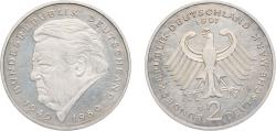 World Coins - Germany Federal Republic of Germany 1997 G 2 Deutsche Mark (Franz Josef Strauss) Copper-nickel clad nickel Staatliche Münze Baden-Württemberg Mint (70000) 7g UNC KM 175 J 450 Schö