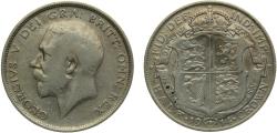 World Coins - Great Britain United Kingdom 1914 ½ Crown - George V (1st type) Silver (.925) 14.14g VF KM818.1 Sp4011