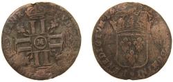 World Coins - France Kingdom 1693 M Quinzain - Louis XIV Billon (.208 silver) Toulouse Mint 1.4g VF Dy royales 1581 Ciani 1979