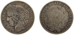 World Coins - France Third Republic 1872 K 1 Franc Silver (.835) Bordeaux Mint (1467429) 4.7g VF  F 216 Gad 465 KM 822