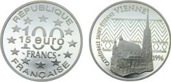 World Coins - France Fifth Republic 1996 100 Francs / 15 Euro St. Stephen's Cathedral, Vienna