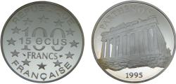 World Coins - France Fifth Republic 1995 100 Francs The Parthenon