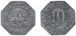 World Coins - Germany District of Ellwangen 1918 10 Pfennig - Ellwangen Iron (50000) 2.71g XF Funck 114.2 Men05 6458.2 Men18 8092.2