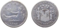 World Coins - Spain Provisional Government 1869 SNM 1 Peseta (ESPAÑA) Silver (.835) Madrid Mint (7000000) 5g VF KM653 Cal15
