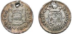 World Coins - Mexico Spanish colony 1753 Mo ½ Real - Fernando VI Silver (.917) Mexico City Mint 1.62g VF Holed KM 67