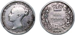 World Coins - Great Britain Kingdom 1840 6 Pence - Victoria (1st portrait; 1st type) Silver (.925) (2098800) 2.8g VF KM 733 Sp 3908 Sp 3909