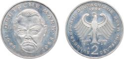 World Coins - Germany Federal Republic of Germany 1998 A 2 Deutsche Mark (Ludwig Erhard) Copper-nickel clad nickel Berlin Mint (70000) 7g UNC KM 170 J 445 Schön 167