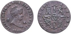 World Coins - Spain Kingdom 1846 2 Maravedis - Isabel II Copper Segovia Mint 2.38g VF KM 532.4 Cal 558