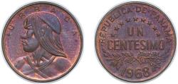World Coins - Panama Republic 1968 1 Centésimo (Bronze/Brass) Bronze (43193) 3.15g UNC KM 22 Schön 22