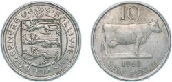 World Coins - Guernsey British dependency 1968 10 New Pence - Elizabeth II Copper-nickel (600000) 11.38g AU KM 24