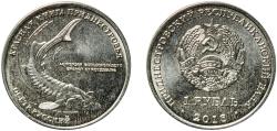 World Coins - Transnistria Republic 2018 1 Rouble (Russian sturgeon) Nickel plated steel Mint of Poland (50000) 4.60g UNC  KM 303