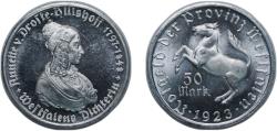 World Coins - Germany Prussian province of Westphalia Weimar Republic 1923 50 Mark - Westfalen (Annette v. Droste-Hülshoff) Aluminium Devotionalien- und Metallindustrie GmbH Schulte Mint (92587