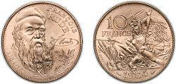 World Coins - France Fifth Republic 1984 10 Francs (François Rude) Copper-aluminium-nickel Monnaie de Paris 10.02g UNC Franc 2014 369 KM 954 Schön 247 Gad 1789 818