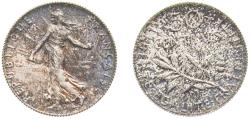 World Coins - France Third Republic 1917 50 Centimes Silver (.835) (48628732) 2.5g UNC F 190 Gad 420 KM 854 Schön 186
