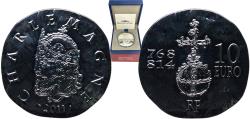 World Coins - France Fifth Republic 2011 10 Euros (Charlemagne) Silver (.900) Paris Mint (5950) 22.2g UNC  KM 1802 Gad Euro C547