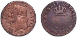 World Coins - France Kingdom 1786 & ½ Sol of an Ecu - Louis XVI Copper Aix-en-Provence Mint (500000) 5.15g VF KM 586 Dy royales 1715 Ciani 2196 GadR2 349