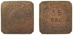 World Coins - Sweden Kingdom ND 35 Öre - Stockholms Ångslups Aktiebolag Copper 2.1g AU