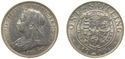 World Coins - Great Britain United Kingdom 1900 1 Shilling - Victoria (3rd portrait; 'Old Head') Silver (.925) (10937500) 5.66g AU KM 780 Sp 3940