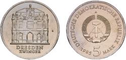World Coins - Germany German Democratic Republic Democratic republic 1985 A 5 Mark (Dresden Zwinger) Copper-nickel Berlin Mint (244520) 9.61g UNC  KM 103 Schön 100 J 1602 AKS 123