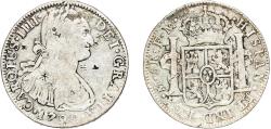 World Coins - Mexico Spanish colony 1792 Mo FM 8 Reales - Carlos IV Silver (.896) Mexican Mint 26.67g VF  KM 109