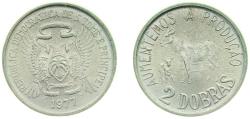 World Coins - São Tomé and Príncipe Democratic Republic 1977 2 Dobras (FAO: Animal Husbandary) Copper-nickel 2.48g AU KM 27 Schön 30