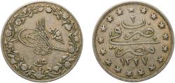 World Coins - Egypt Arab Republic of Egypt AH 1327 (1910) H	 1 Qirsh - Mehmed V Copper-nickel (75% Copper, 25% Nickel) Heaton and Sons / The Mint Birmingham Limited (1000000) 5.49g XF  KM 306