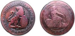 World Coins - Spain Provisional Government 1870 OM 5 Centimos - Provisional Government Bronze (95% copper, 4% tin, 1% zinc) Barcelona Mint (287381000) 4.58g VF KM 662 Cal 25